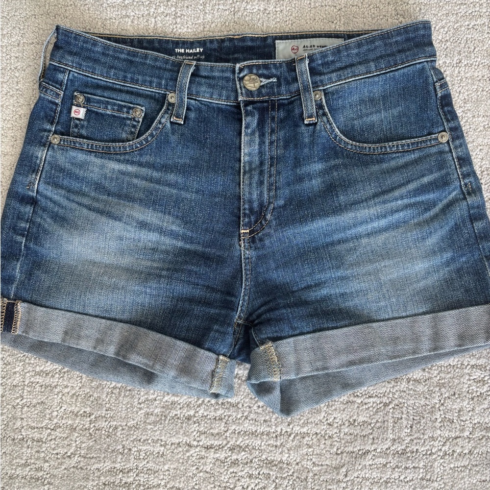 Ag Adriano Goldschmied Blue Jean Shorts Cuffed Hem